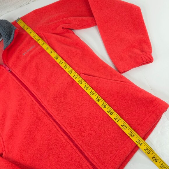 COLUMBIA Omni Heat Women’s SZ MEDIUM Thermal Fleece Full Zip Up Jacket Coral Red - Picture 15 of 16